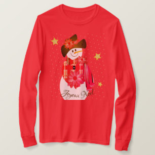 Camiseta Red Artsy Snowman Com Destaques nas Estrelas Doura