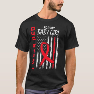 Camiseta Red Baby Girl Daughn Heart Disease US Flag Match