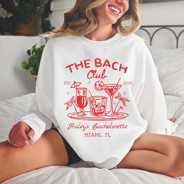Camiseta Red Bach Club Cocktail Beach Bachelorette (Criador carregado)
