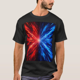 Camiseta Red Blue Energy Burst – Explosão Abstrata