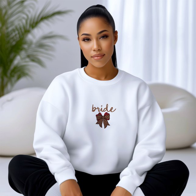 Camiseta Red + Brown Checkered Bow BRIDE (Great for gifting or Group Outfits)