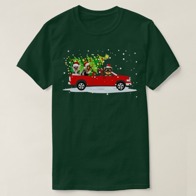 Camiseta Red Car Truck Árvore de Natal Engraçados Papais no (Frente do Design)