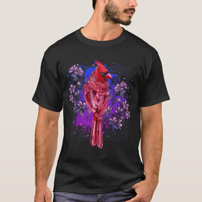 Camiseta Red Cardinal Floral Bird Watching Flowers Bird (Frente)