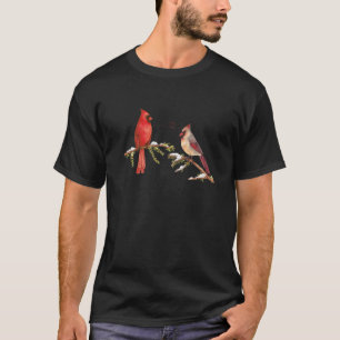 Camiseta Red Cardinomássaros casal macho e fêmea