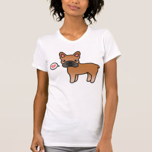 Camiseta Red Cartoon French Bulldog Love