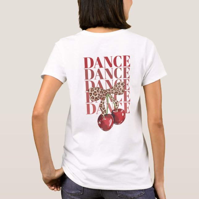 Camiseta Red Cherries Leopard Bow Dance Dance Dance Slogan  (Verso)