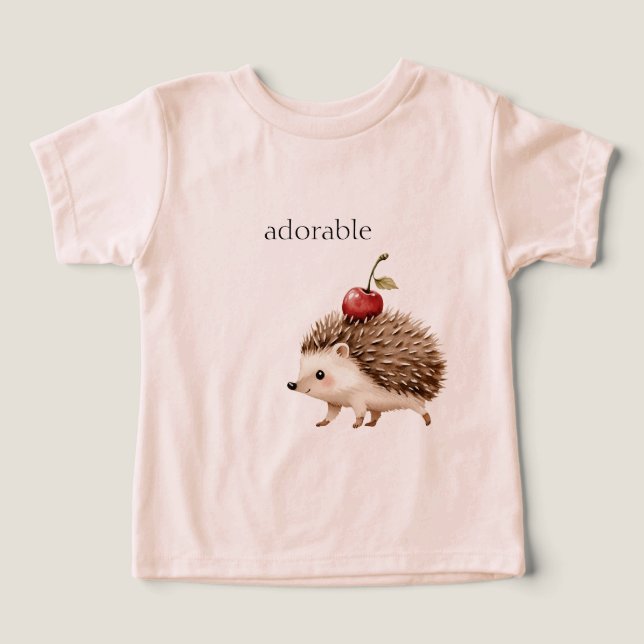 Camiseta Red Cherry Adorable Hedgehog (Design frontal)