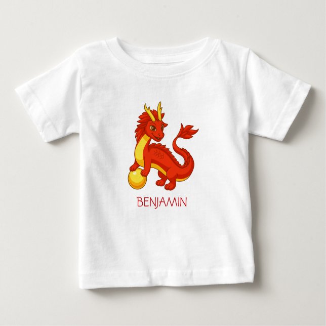 Camiseta Red Chinese Dragon Custom Name (Frente)