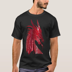 Camiseta Red Chinese Firedrake Head Dragon Impressão, Visto