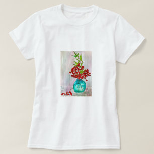 Camiseta Red Christmas Berries - cor d'água, arte