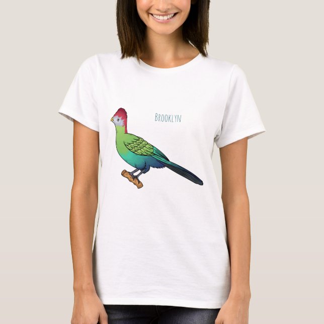 Camiseta Red-crested turaco bird cartoon illustration (Frente)