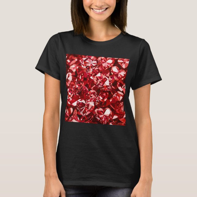 Camiseta Red Crystal Diamond Hearts (Frente)