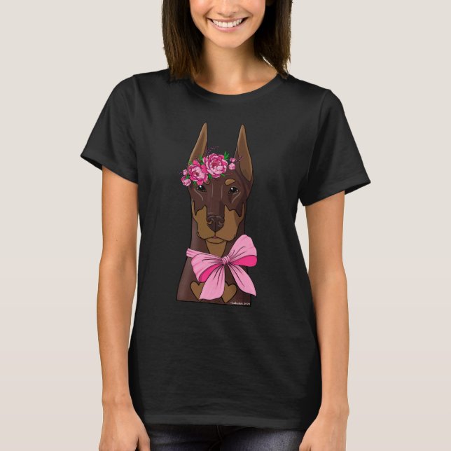 Camiseta Red Doberman Flower Girl (Frente)