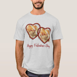 Camiseta Red Dourado Heart Modern Happy Valentines Day Men