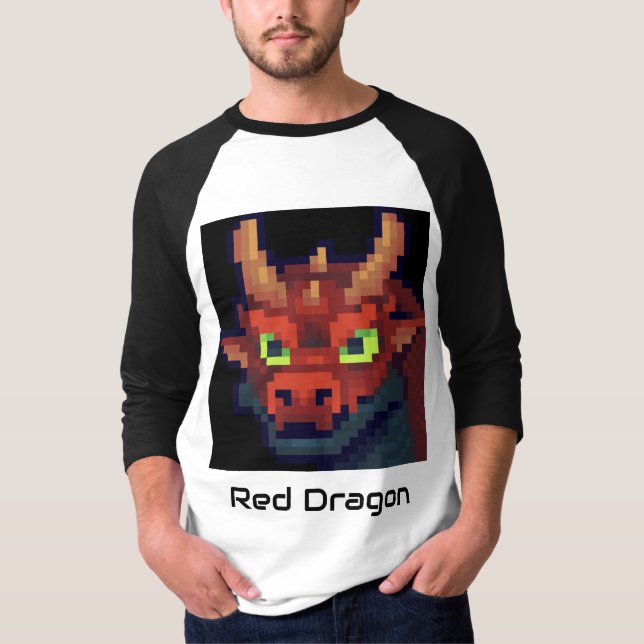 Camiseta Red Dragon Pixel Art T Shirt (Frente)