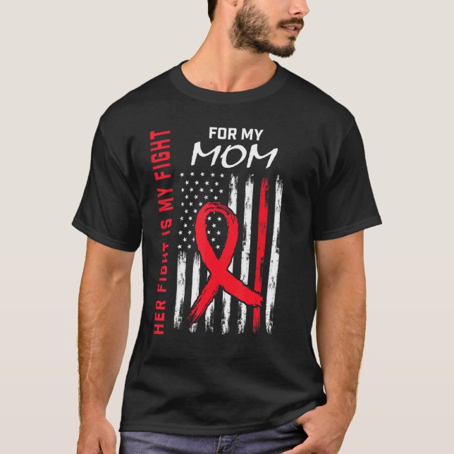 Camiseta Red Ela Luta é minha Luta Mãe Doença Cardíaca Awar (Frente)