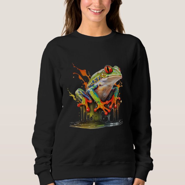 Camiseta Red Eyed Tree Frog Leaping Water Rainforest Amphib (Frente)