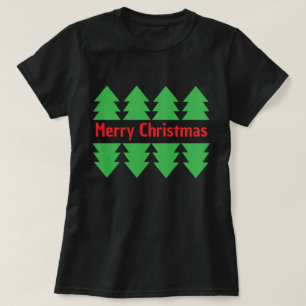 Camiseta Red Felry Natal Simples Árvore Verde Design Preto