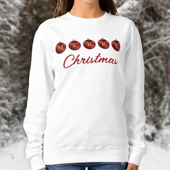 Camiseta Red FesNatal Baubles Feliz Texto de Natal (Festive design for the Holiday season.)