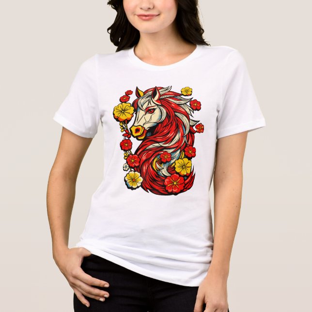 Camiseta Red Fire Horse – Chinese Zodiac 2026 (Frente)