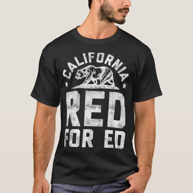 Camiseta Red for Ed California  Teacher Strike Protest Bear (Frente)