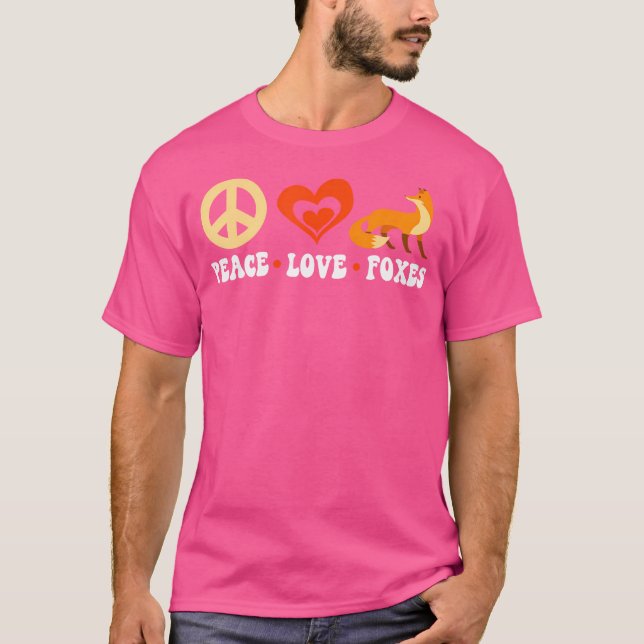 Camiseta Red Fox Kawaii Peace Love Foxes (Frente)