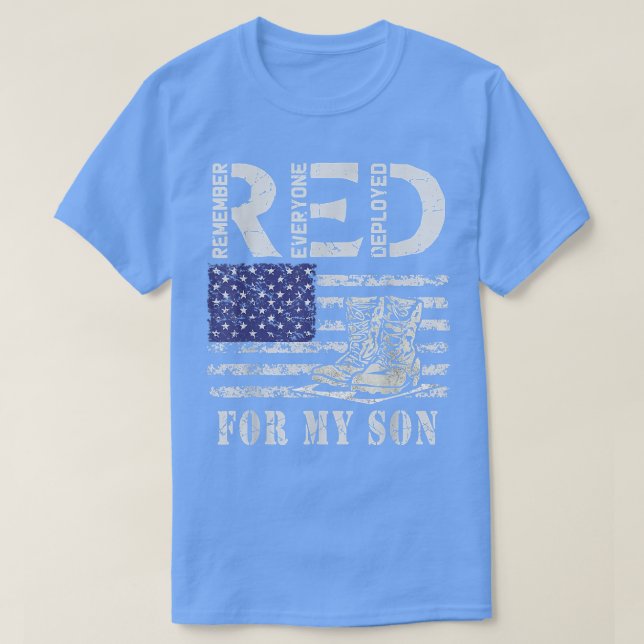 Camiseta Red Friday Support Son American Flag Heart Militar (Frente do Design)
