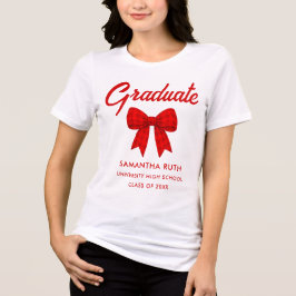 Camiseta Red Gingham Bow Graduation