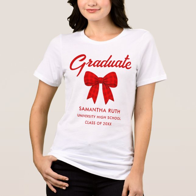 Camiseta Red Gingham Bow Graduation (Frente)