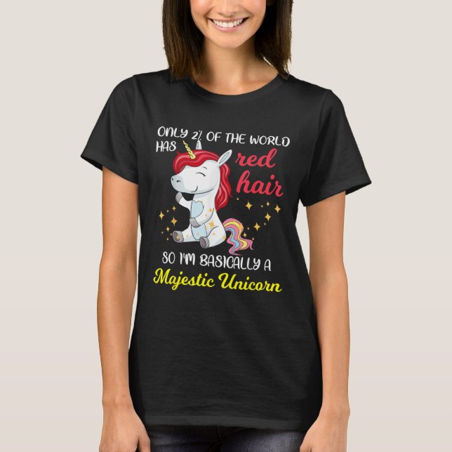 Camiseta Red Hair Majestic Unicorn Funny Ginger Head Pride  (Frente)