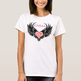 Camiseta Red heart angel black wings