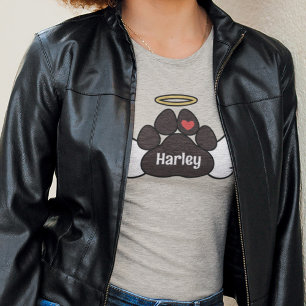 Camiseta Red Heart Angel Wings Paw Add Name Memorial