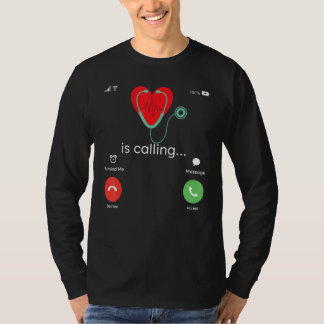 Camiseta Red Heart Beating Cardiac Nurse Heart Stethoscope