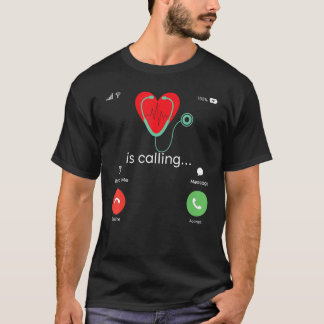 Camiseta Red Heart Beating Cardiac Nurse Heart Stethoscope