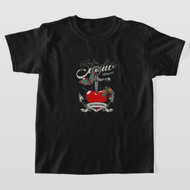 Camiseta Red Heart & Butterflies Studio Inking Art (Postura )