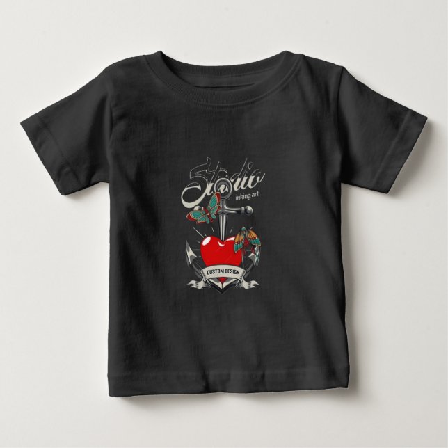 Camiseta Red Heart & Butterflies Studio Inking Art (Frente)
