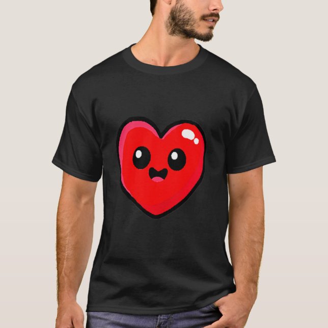 Camiseta Red Heart Funny Cute Design For Men Women Husband  (Frente)