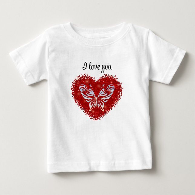 Camiseta Red heart glitter butterfly (Frente)