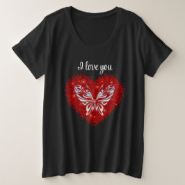 Camiseta Red heart glitter butterfly