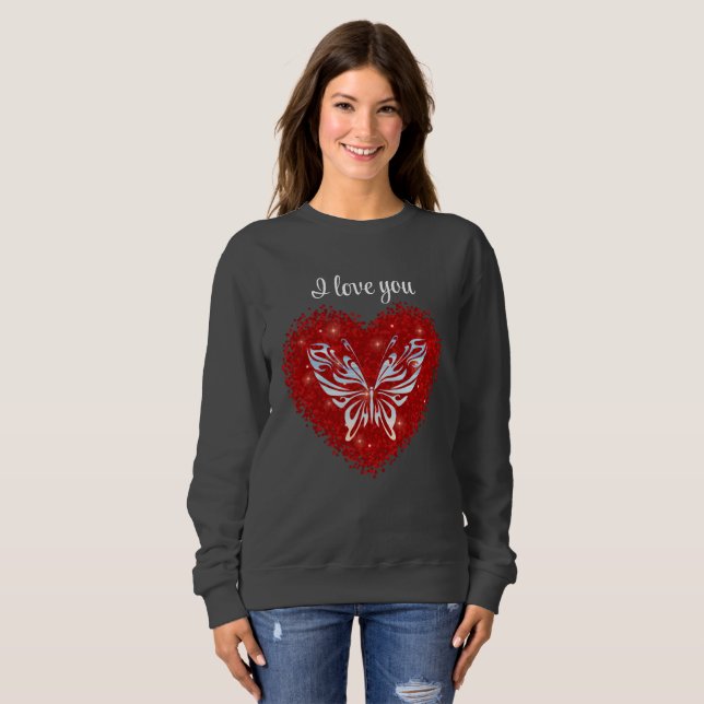 Camiseta Red heart glitter butterfly (Frente Completa)