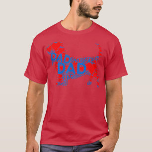Camiseta Red Heart Love Blue Pai Basset Pai Padre
