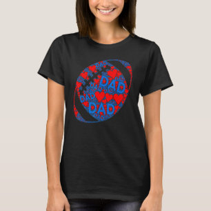 Camiseta Red Heart Love Blue Pai Futebol Ball Pai Fathe