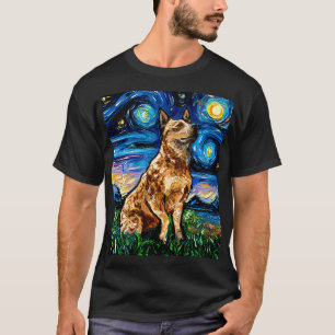 Camiseta Red Heeler Starry Night Impressionista Cattle Dog