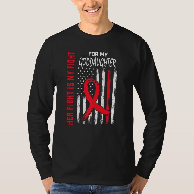 Camiseta Red Her Fight Goddaughter Heart Disease Awareness  (Frente)