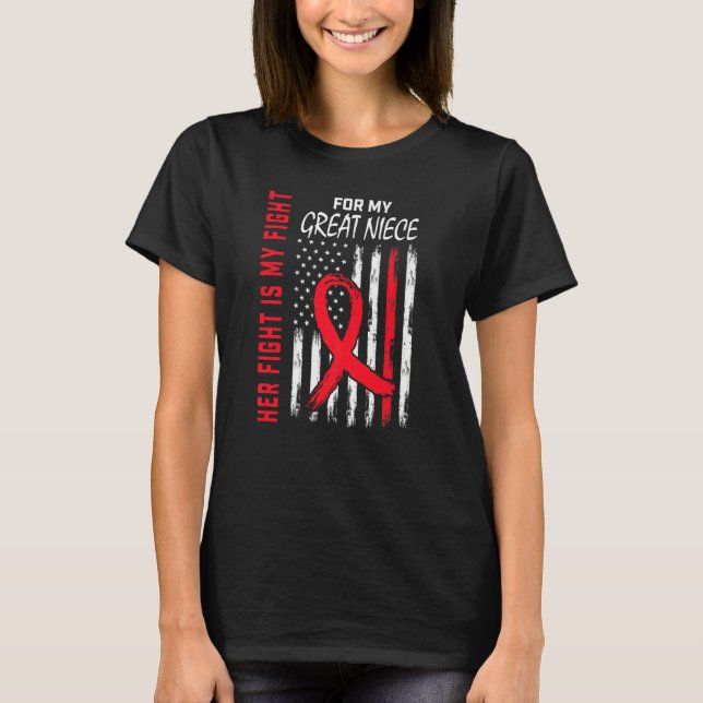 Camiseta Red Her Fight Great Niece Heart Disease Awareness  (Frente)