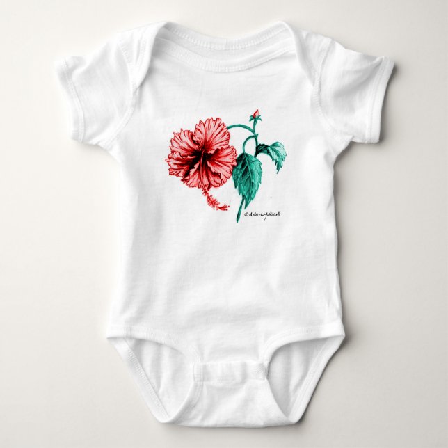 Camiseta Red Hibiscus V-Neck para Mulheres (Frente)