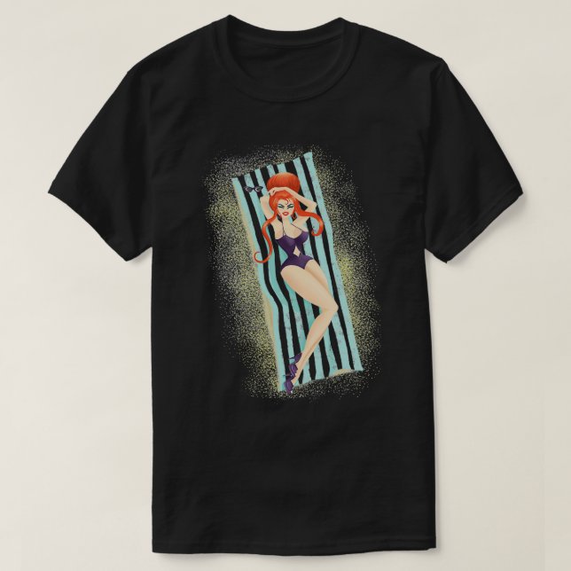 Camiseta Red Hired Bouffant Beach Blanket Bombshell (Frente do Design)