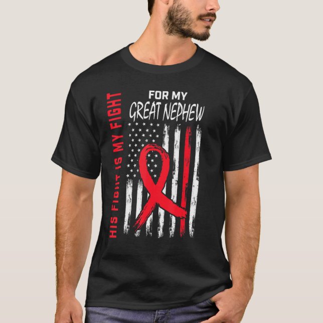 Camiseta Red His Fight Great Nephew Heart Disease Awareness (Frente)