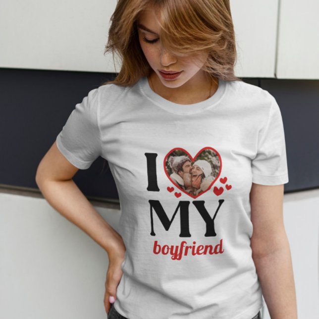Camiseta Red I Heart My Namorado Add Photo (Criador carregado)