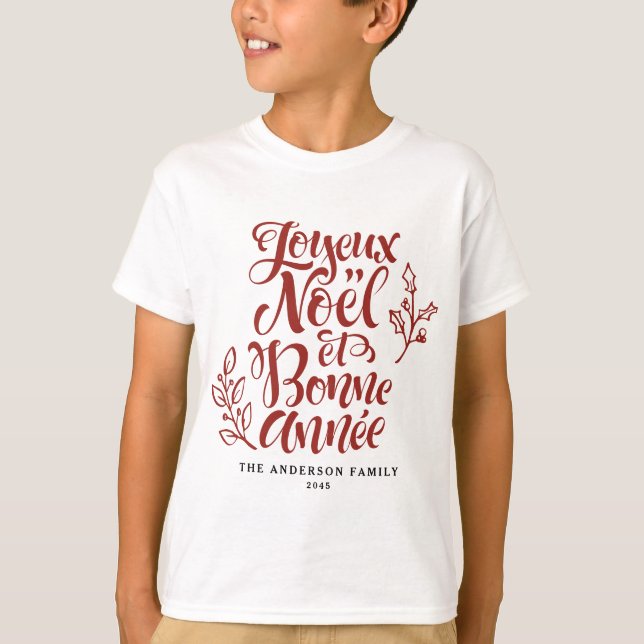 Camiseta Red Joyeux Noël et Bonne Année Christmas (Frente)